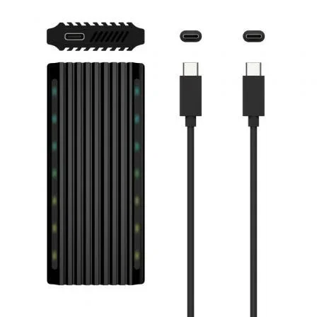 Aisens Caja Externa M.2 RGB Gaming ASM2-RGB012B SATA/NVMe USB 3.2 Gen 2, Negra